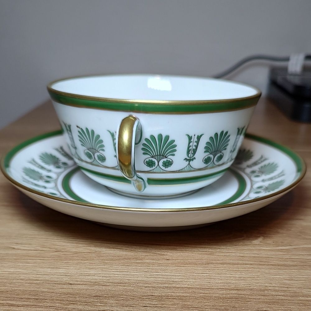 Richard Ginori Green Pattern Fine China Cup And Saucer - Picture 7 of 7
